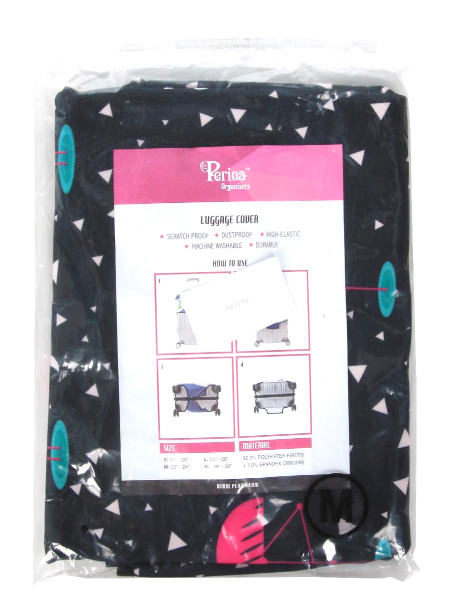 Housse de valise Periea Black with Pink Flamingos M