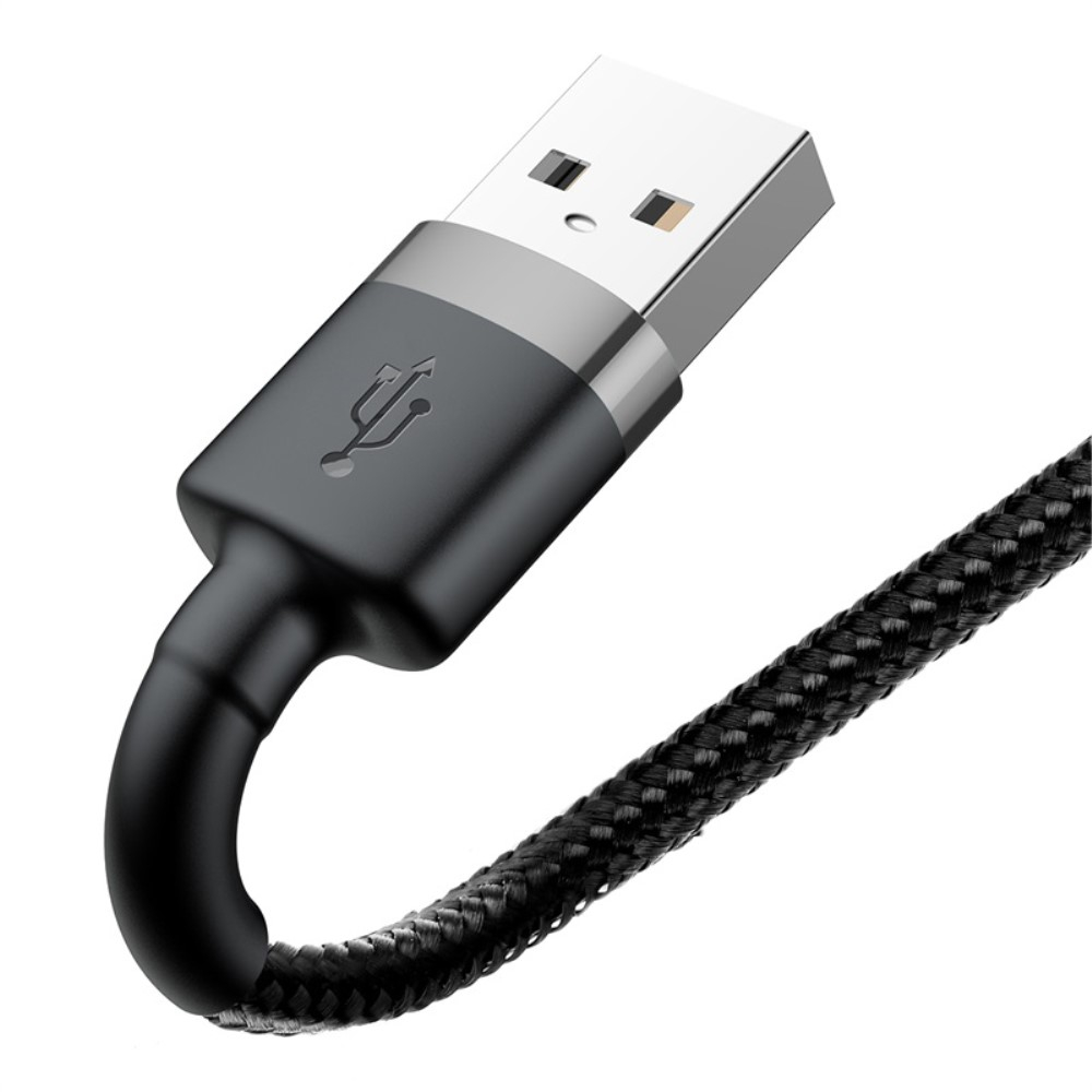 (50cm) 2.4A USB A auf Lightning Ladekabel Nylon Datenkabel - Schwarz / Grau