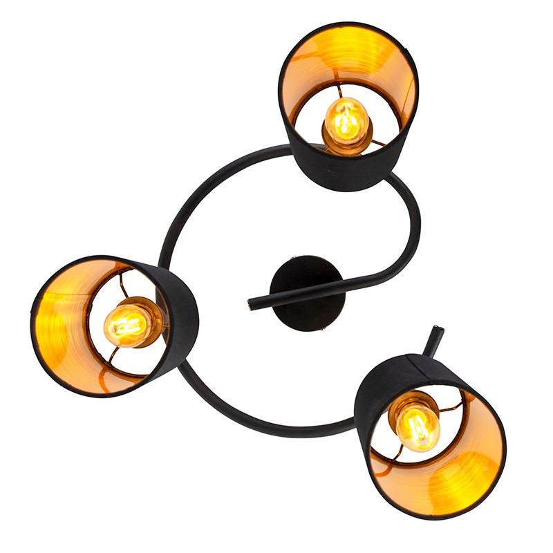 Moderne plafondlamp zwart 3-lichts - Lofty