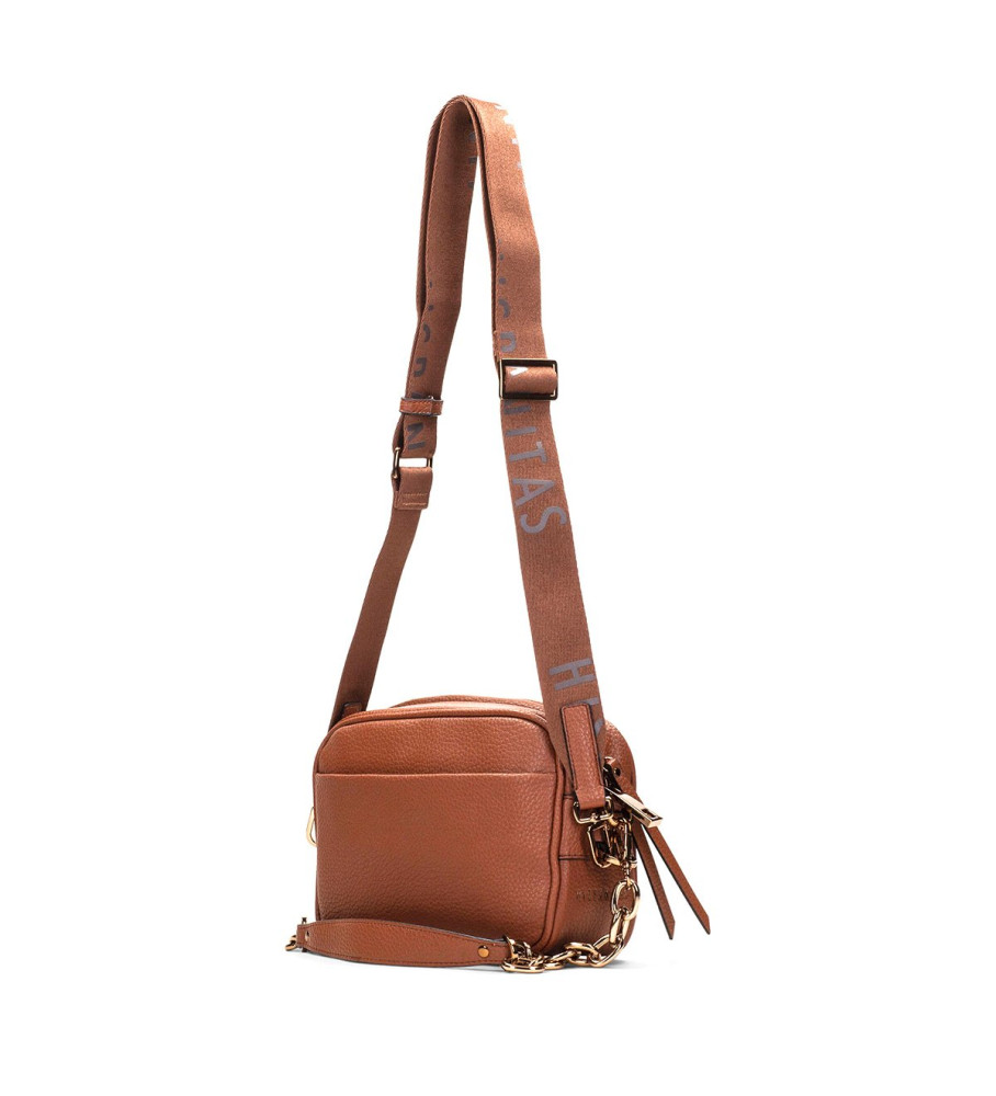 Bolsa transversal Hispanitas com logotipo marrom