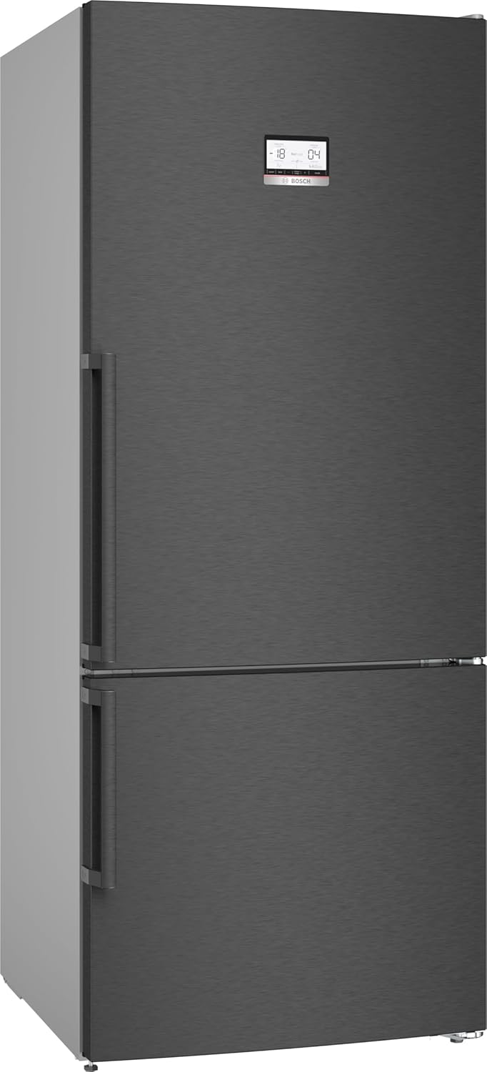 KGN76AXDR, Serie 6, XXL Kühl-Gefrier-Kombination, 186 x 75 cm, 406 L Kühlen & 120 L Gefrieren, Gebürsteter schwarzer Stahl, NoFrost, VitaFresh XXL - längere Frische, Flaschenablage, LED