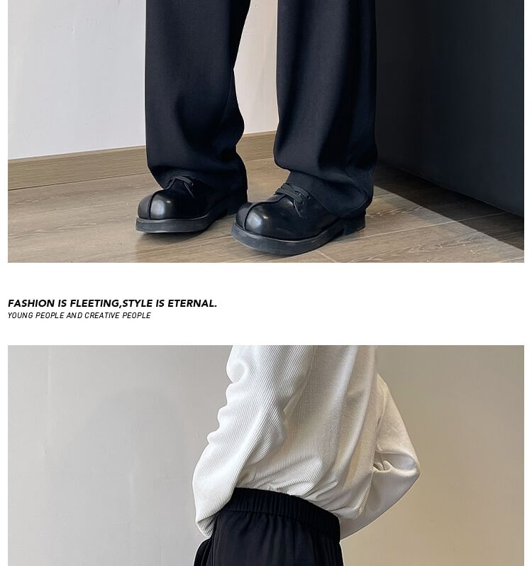 AXEN - Mid Rise Plain Straight Leg Dress Pants