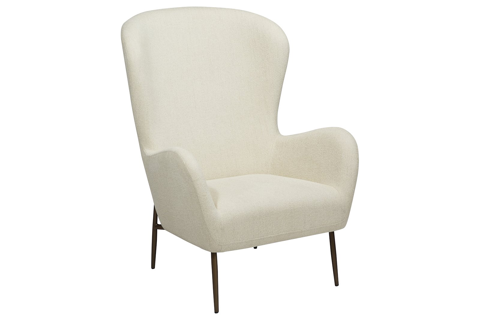 Glam hvilestol høy Tekstil Bouclé Bone White med antikk messing ben