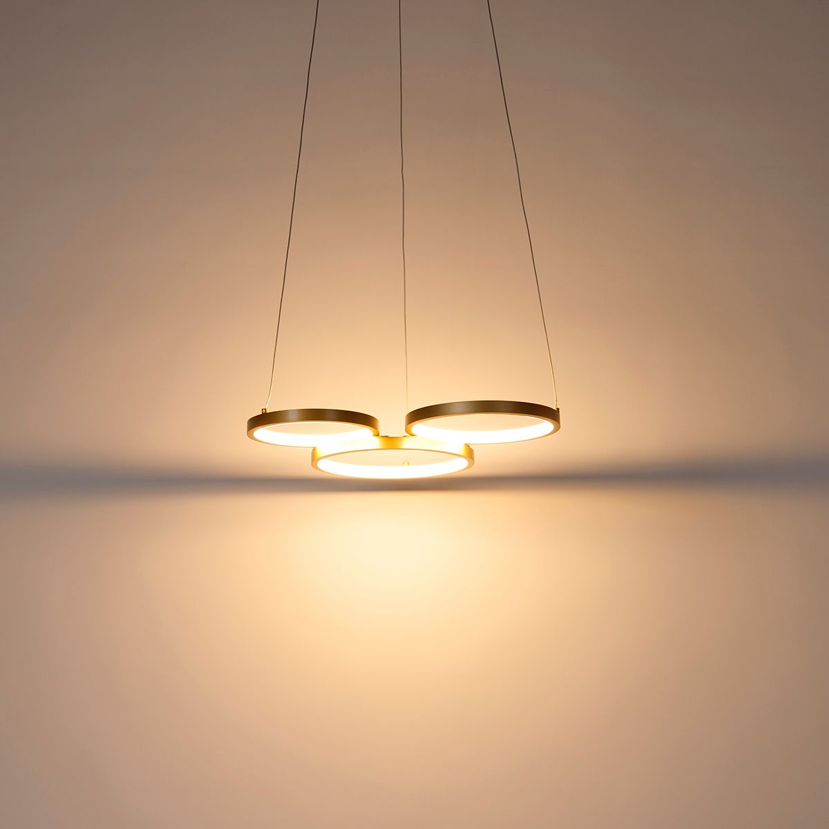 Hanglamp goud incl. LED 3-staps dimbaar 3-lichts - Rondas