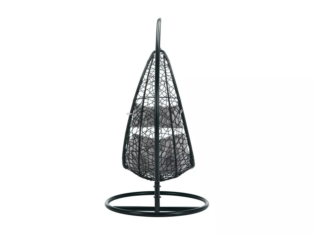 Fauteuil suspendu en résine tressée - Noir avec coussins gris - LUVA de MYLIA