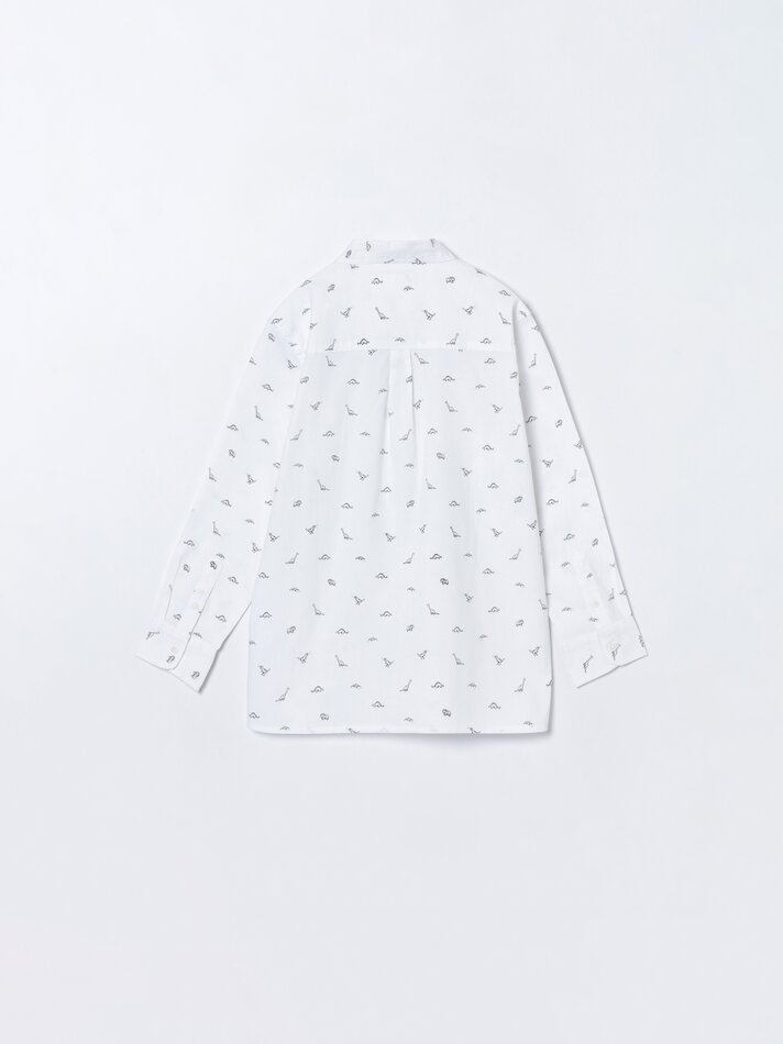 Camisa Oxford estampada - Branca