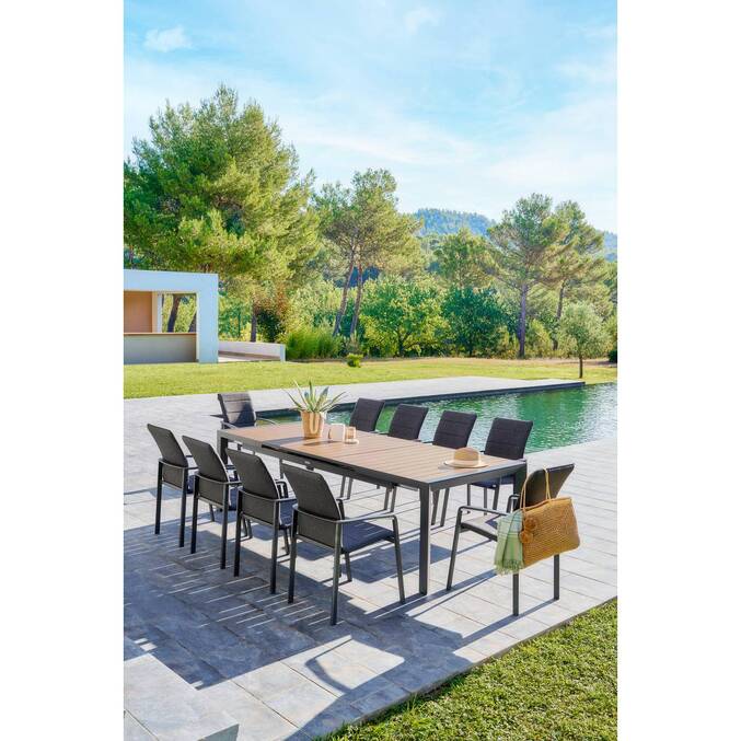 Table de jardin EVASION Effet bois Honey / Graphite