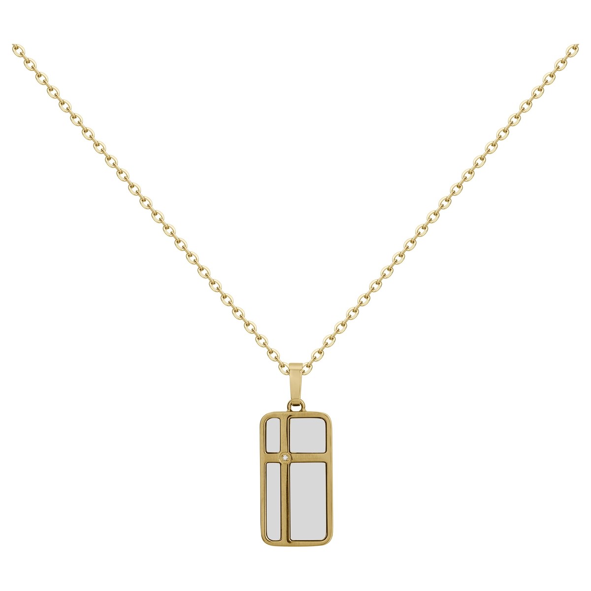 Collier mono-motif Cesar en Acier 316L avec diamant blanc