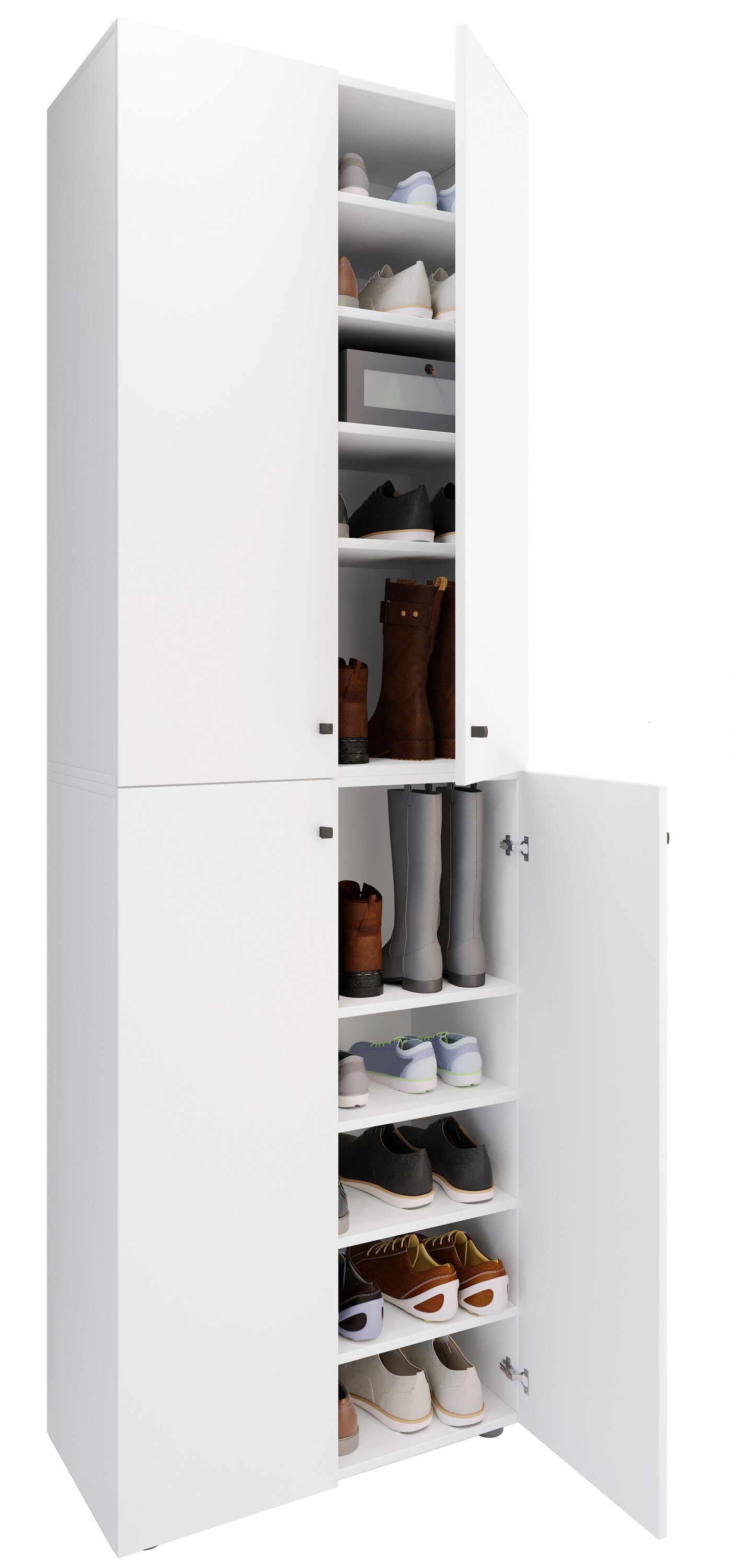 VCM XL Holz Großer Schuhschrank Schuhregal Groß Stiefel Dielenmöbel Lona 10 Fächer Drehtüren