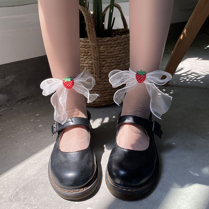 FlorSwallow - Aardbeienstrik-accent mesh sokken