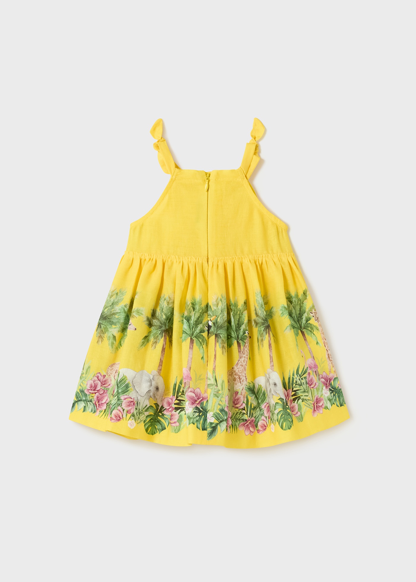 Vestido de saia estampada de linho para bebê