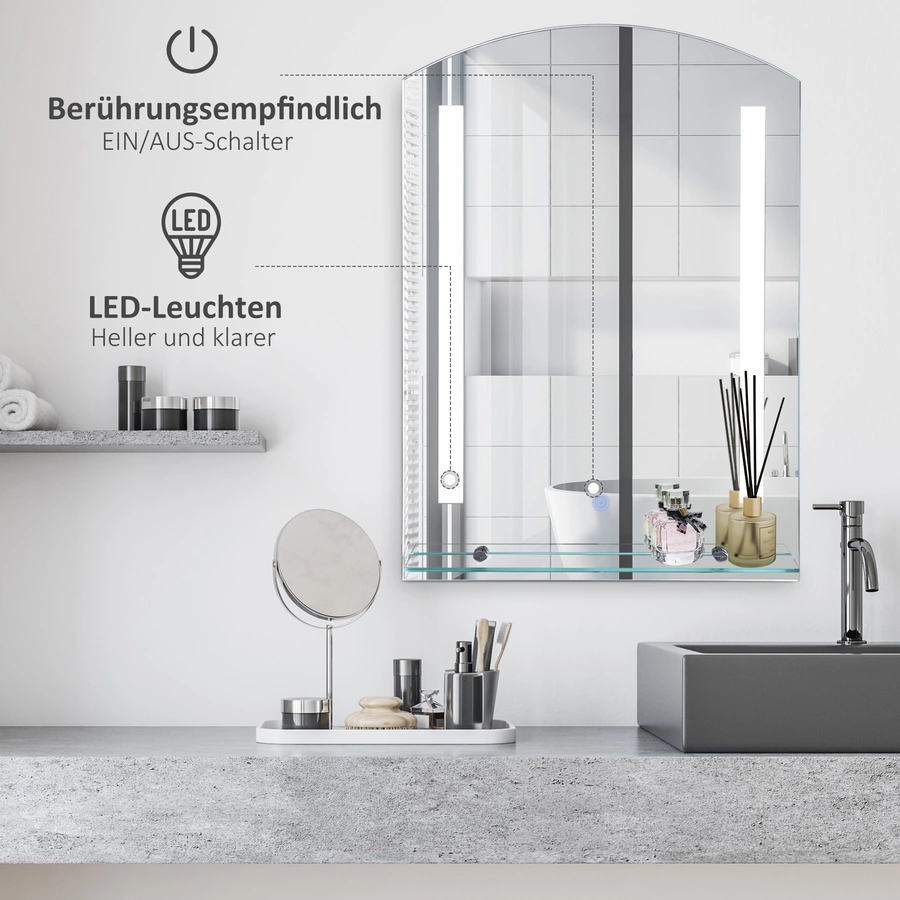HOMCOM LED Wandspiegel silber
