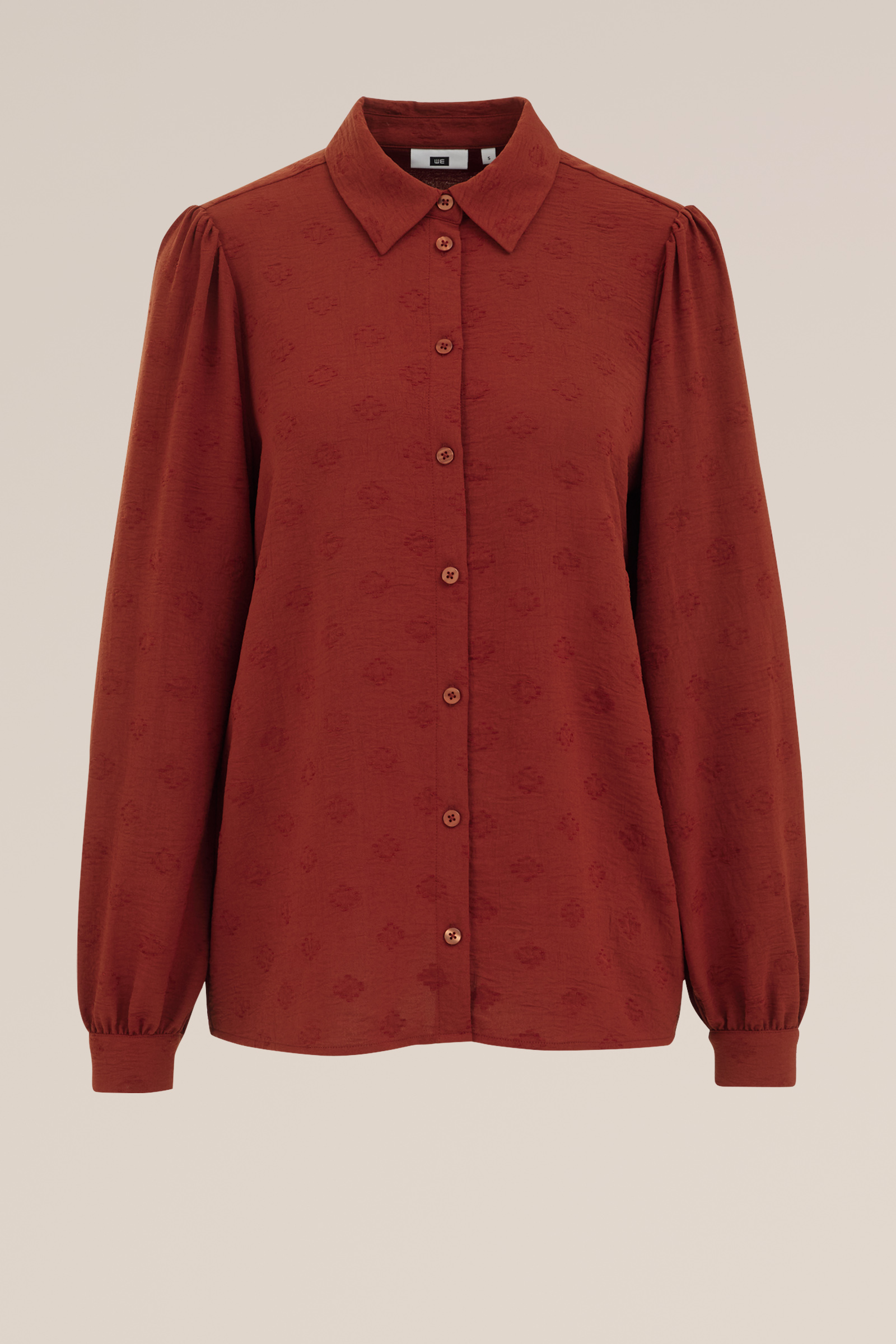 blouse met structuur WE Fashion Kaneelbruin