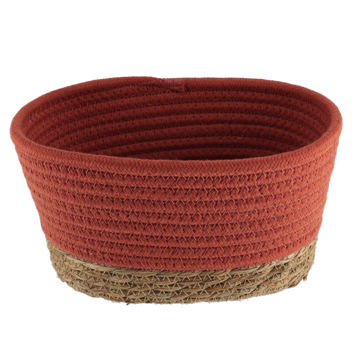 PANIER RECTANGLE COTON TERRACOTTA NATUREL 21X13X12CM