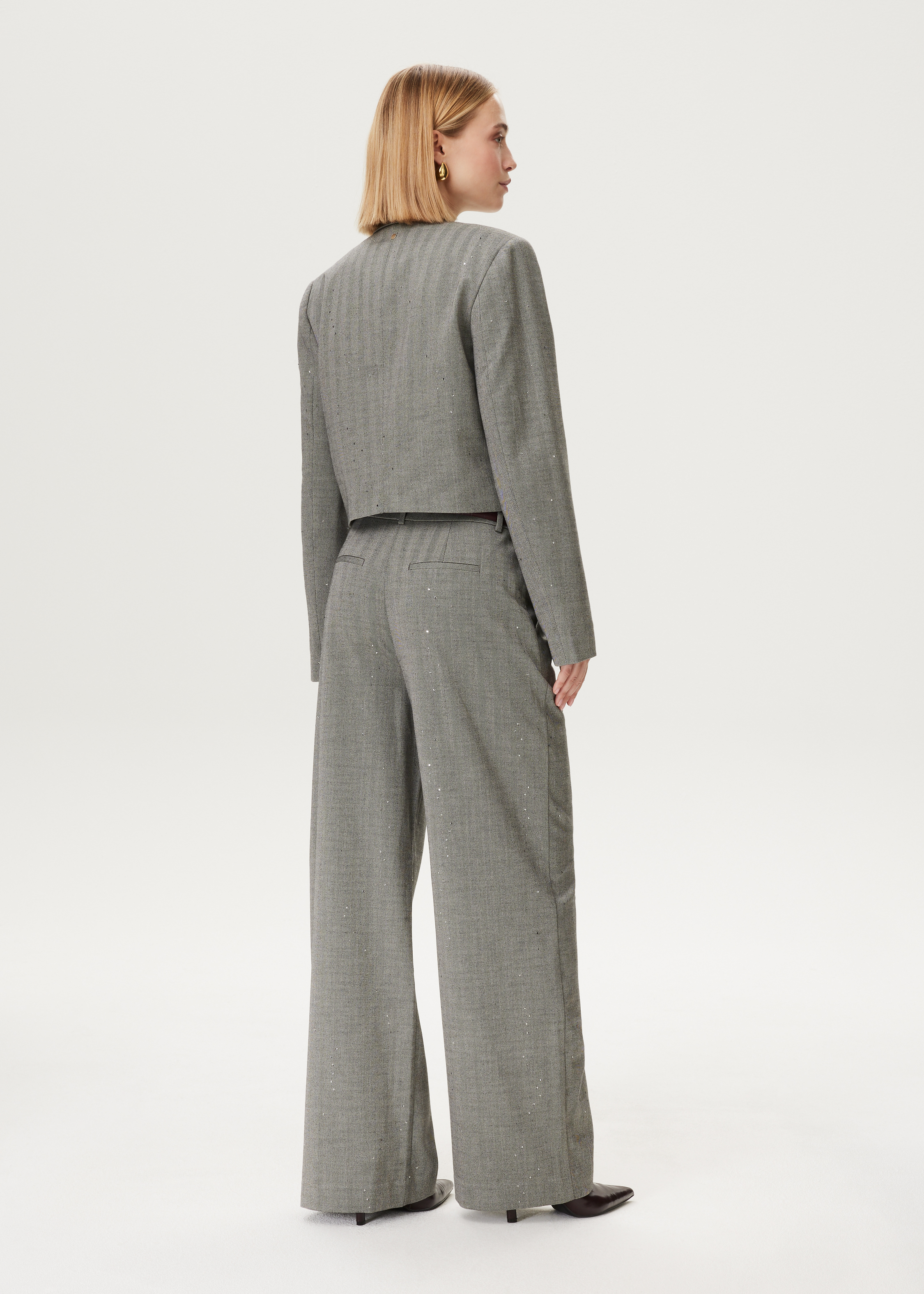 Cropped blazer met glittertjes
