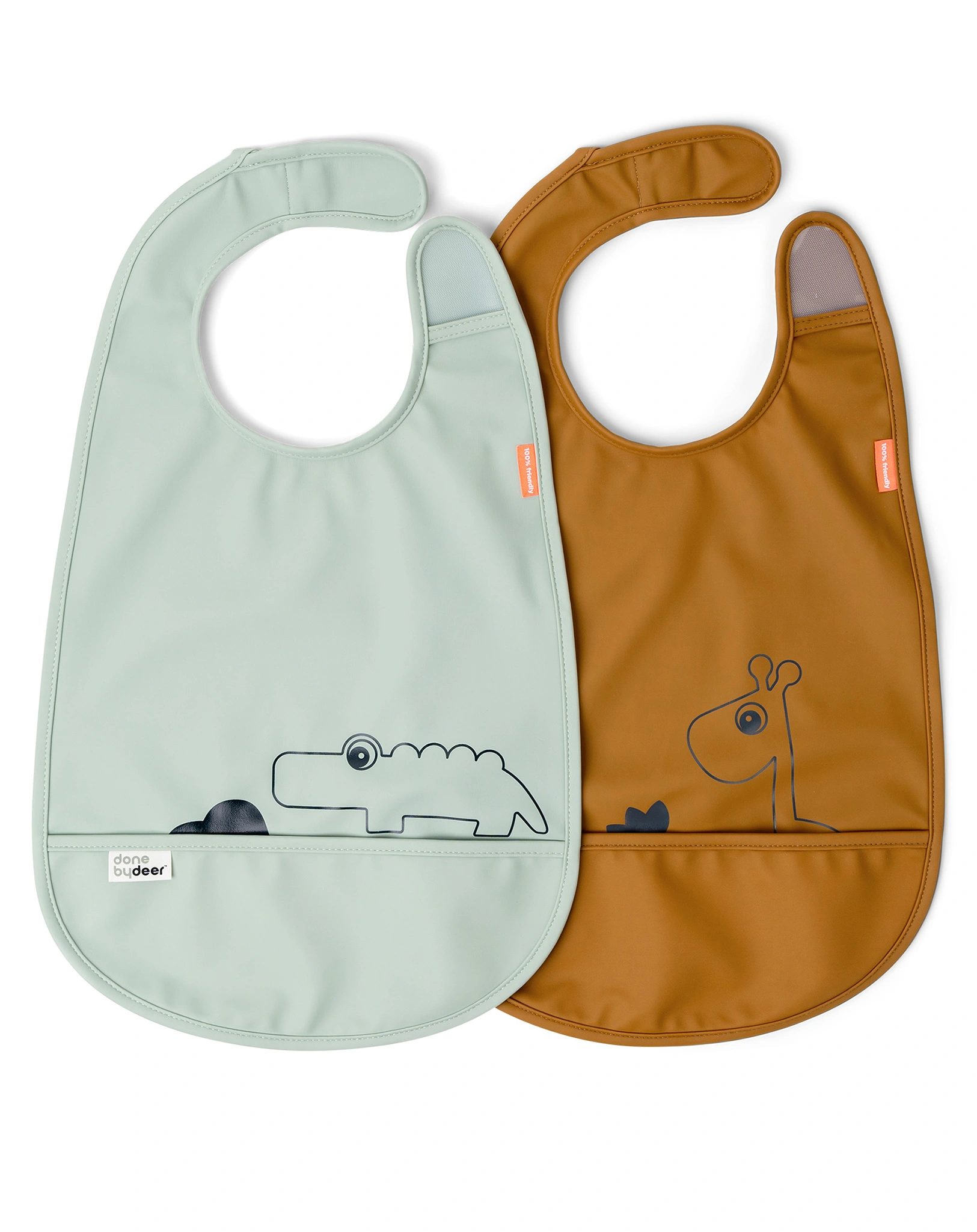 Klett-Lätzchen DEER FRIENDS 2er Pack in senfgelb