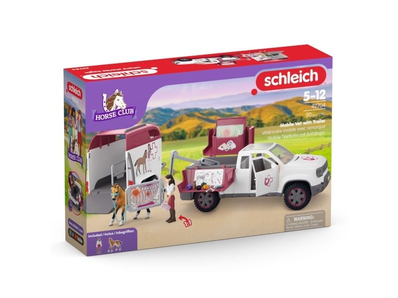 Schleich Spielfigurenset Horse Club Mobile Tierärztin mit A Playset Tierärztin mit mobilem Anhänger