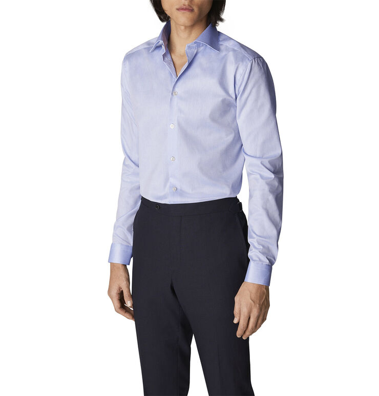 ETON Light Blue Signature Twill Shirt Extra Long Sleeves - Contemporary Fi Lyseblå