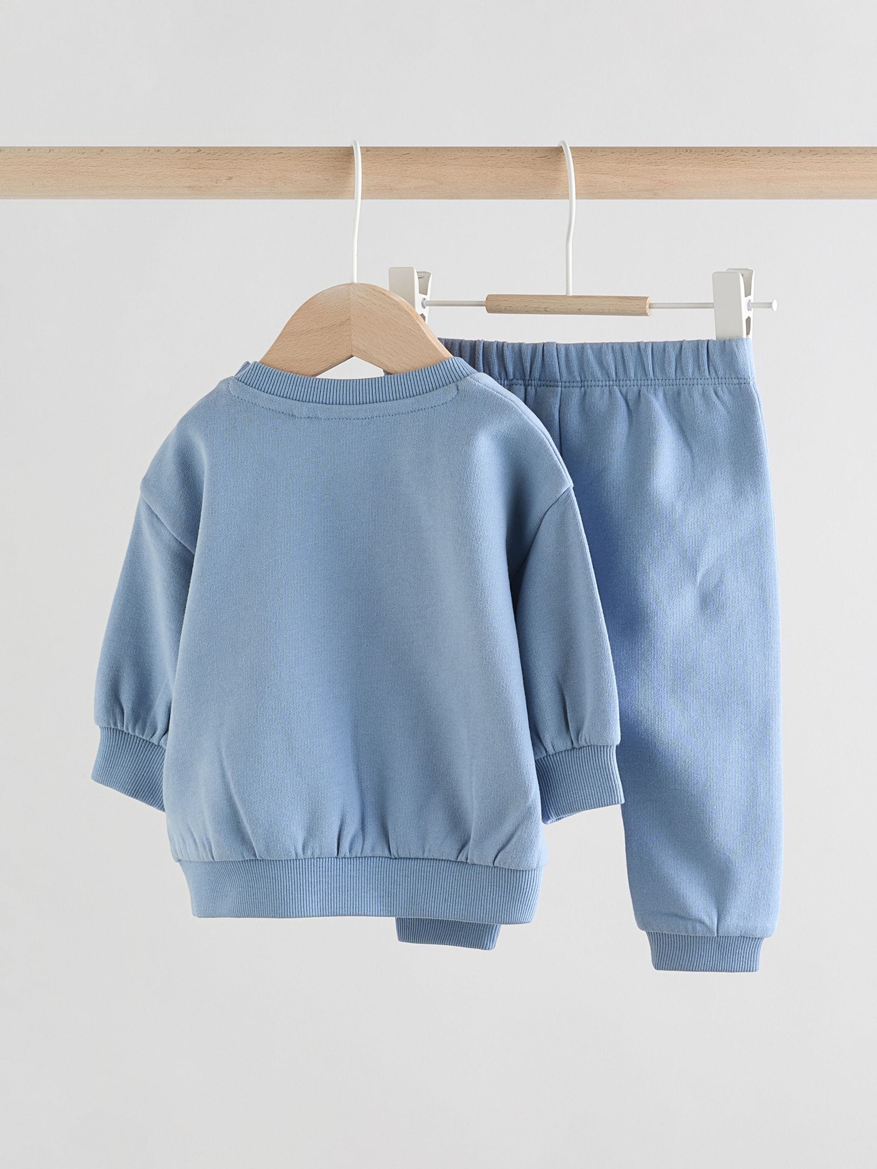 Blauw met beren - Baby sweatshirt en joggingbroek set (0mnd-2jr)