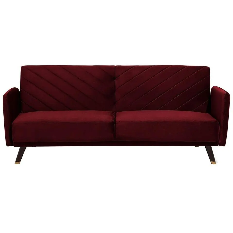 SENJA - Slaapbank 3-zits - Rood - Fluweel
