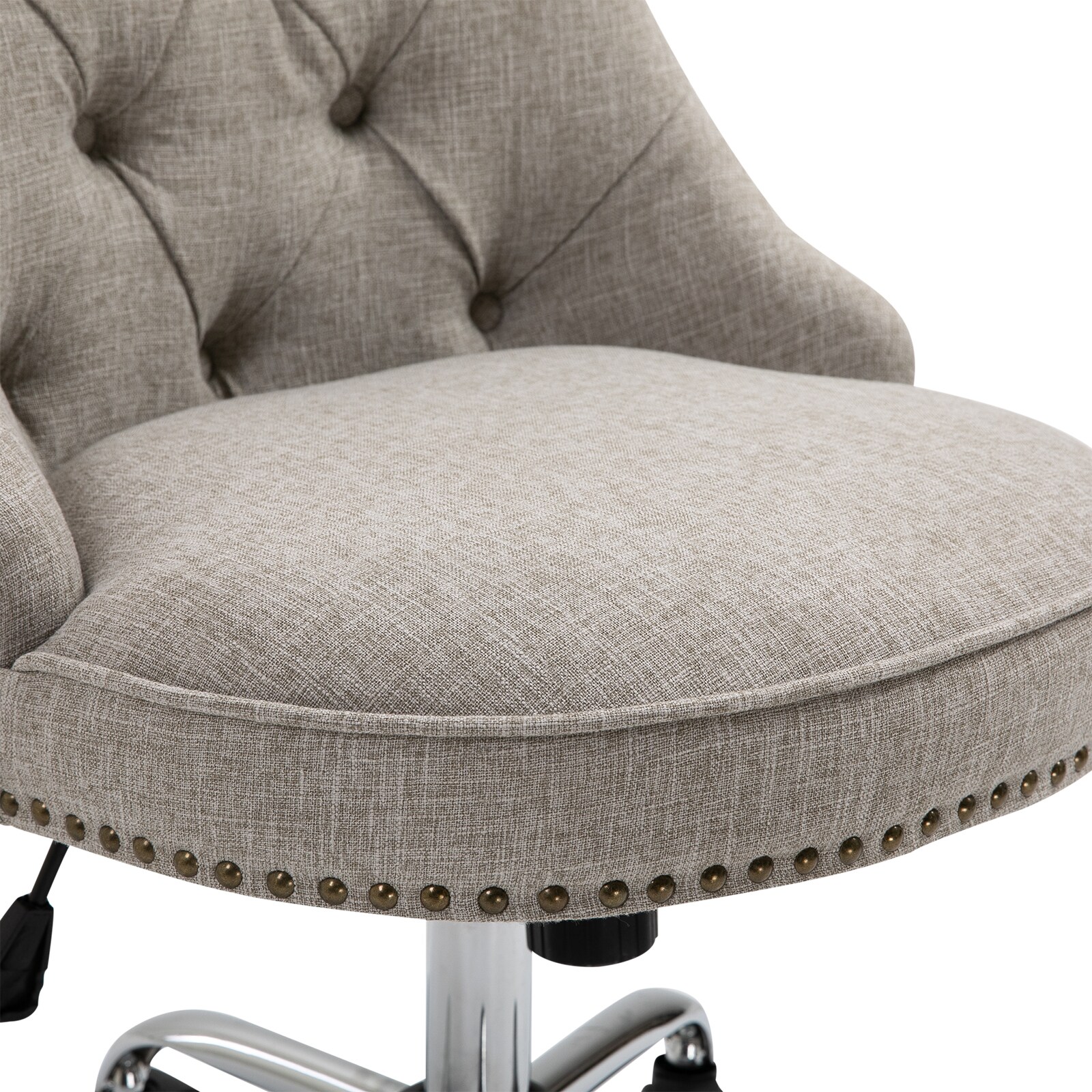 HOMCOM Polsterstuhl mit Chesterfield-Lehne hellgrau 54 x 65,5 x (84-91) cm (BxTxH)
