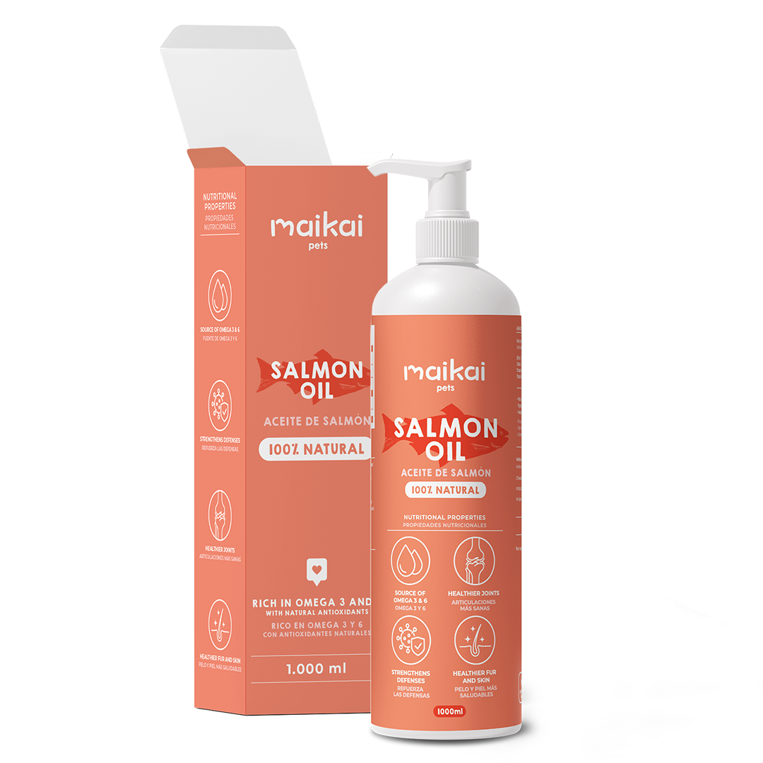 Óleo de salmão para cães e gatos. 1 litro. MAIKAI Pets. 100% natural.