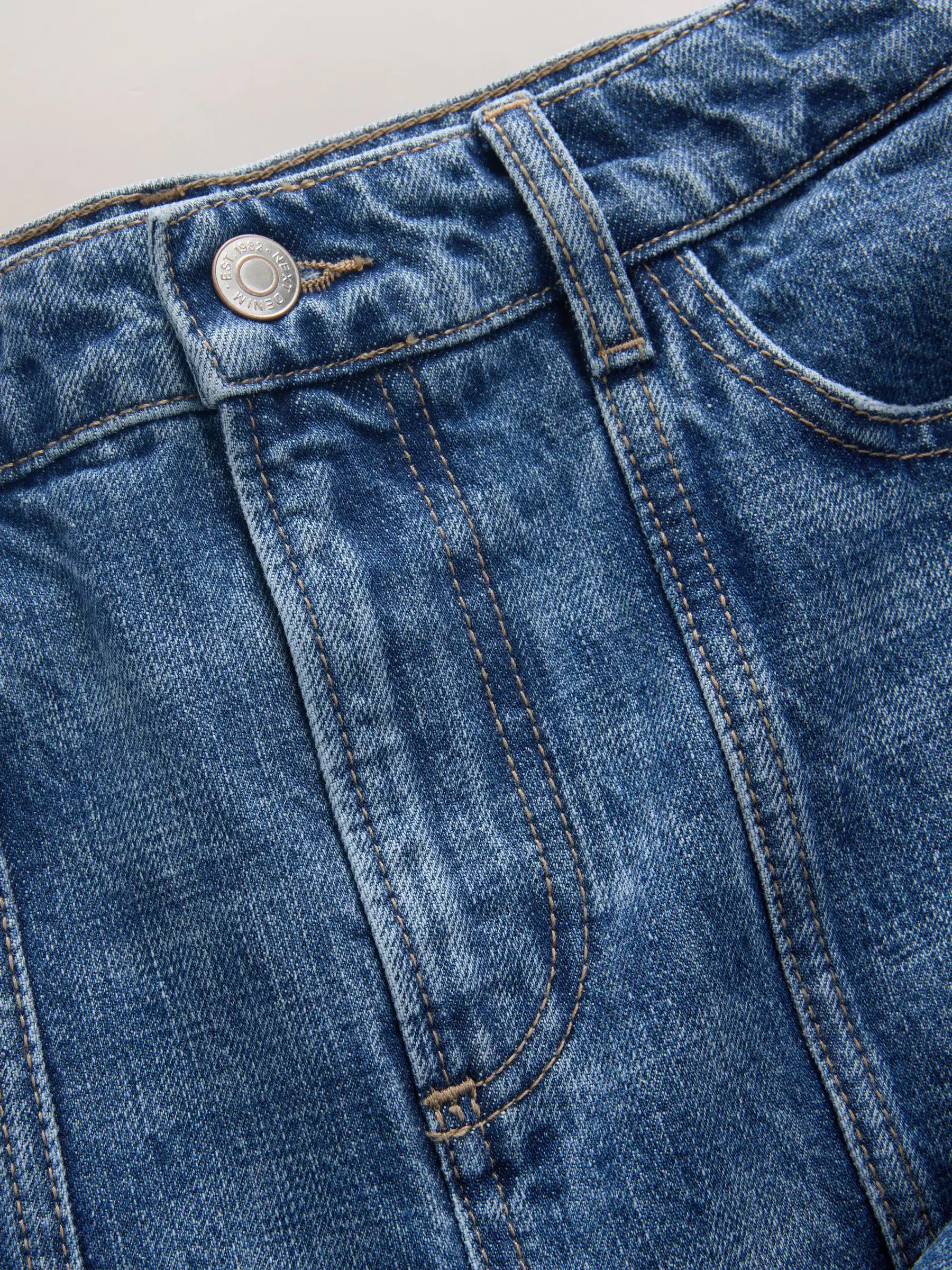 Middenblauw denim - Seam Front Barrel Leg Jeans