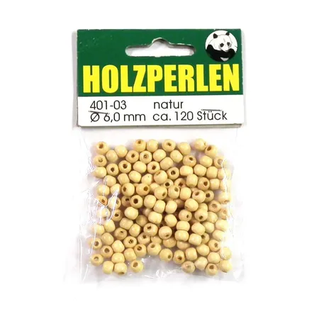 Meyco Holzperlen 6 mm, natur, ca. 120 Stück