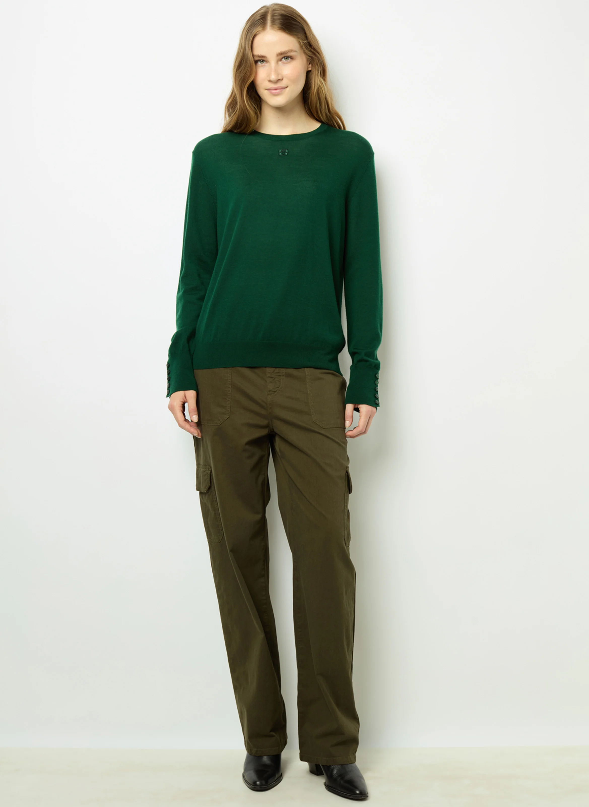 JADE - Pull col V en laine | Vert
