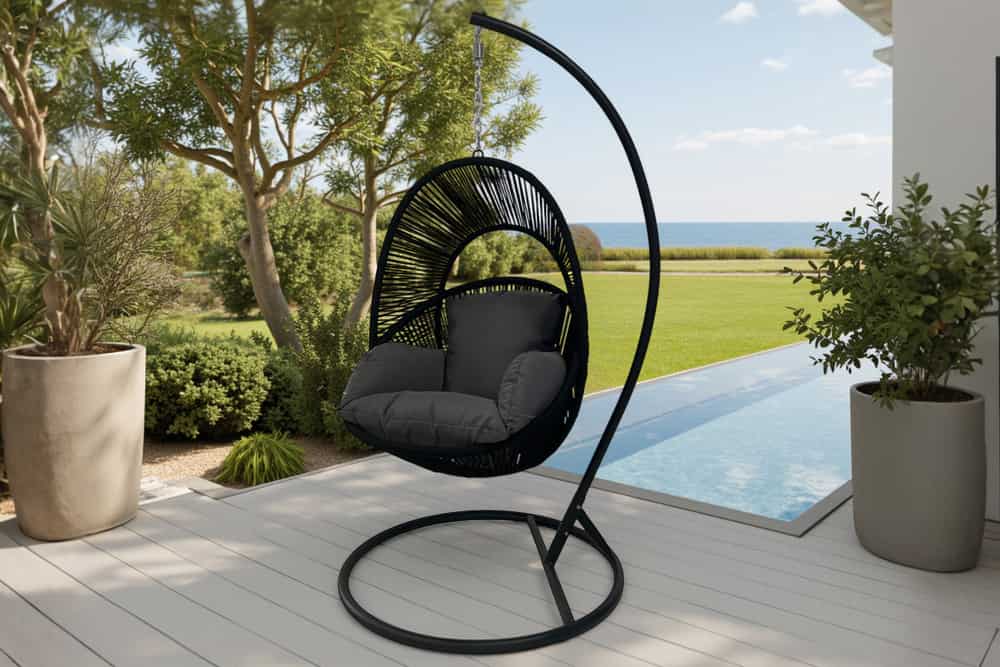 In- und Outdoor Hängesessel AIR ROPE anthrazit schwarz inkl. Kissen