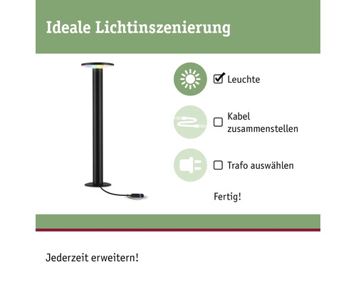 Paulmann Plug & Shine LED-paalverlichting 5,5 W 200/420 lm 3000-6500 KH 60 cm plaat RGBW kleurveranderend Zigbee antraciet 230/24 V