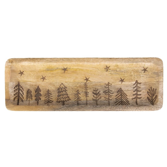 Dekotablett - Wald - braun - ca. 39,5 x 13 x 2,5 cm