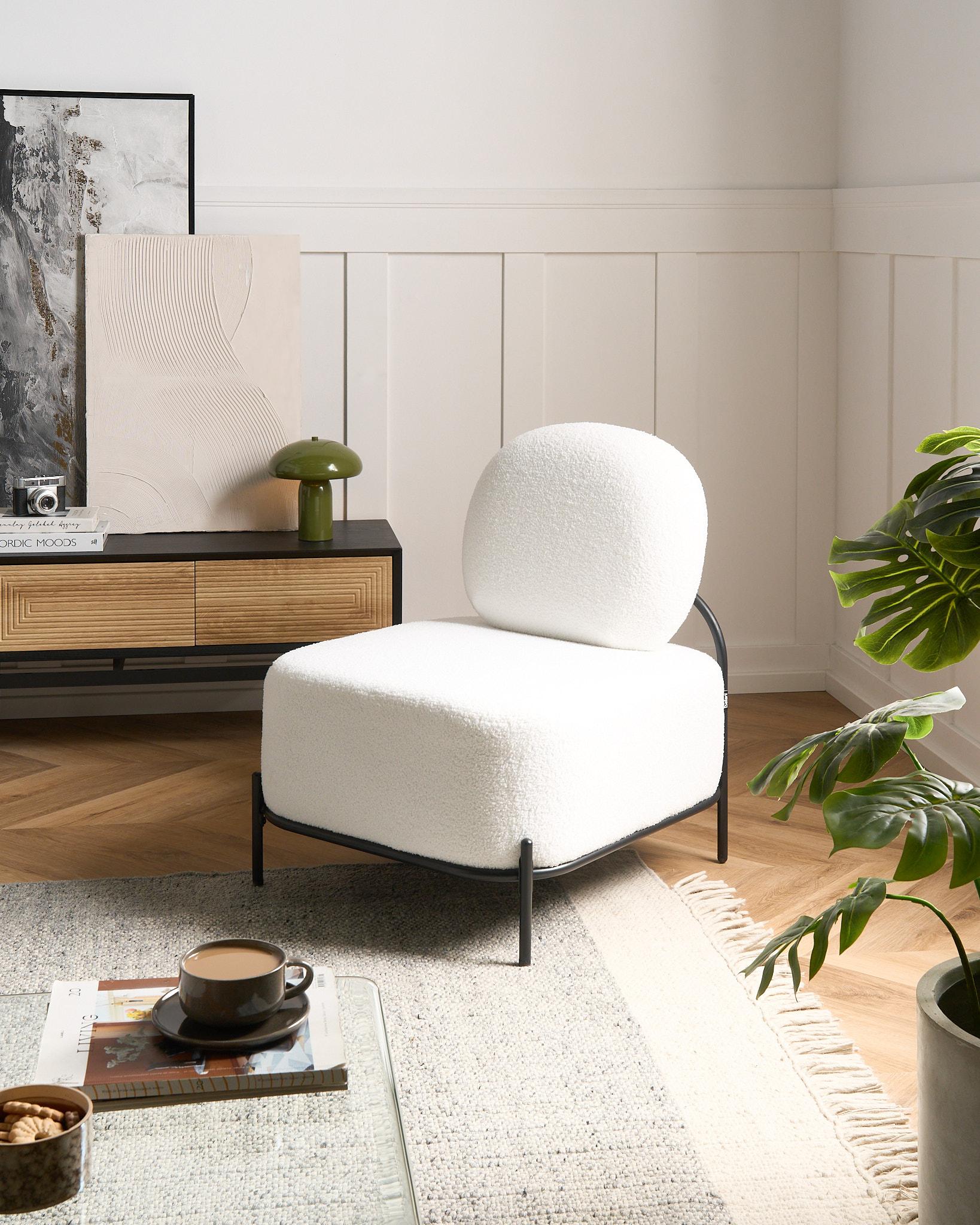 Fauteuil LUNDE Bouclé Wit