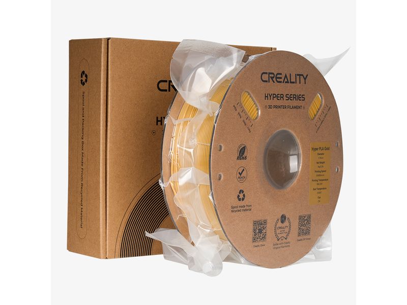 Creality Filament PLA Hyper, Gold, 1.75 mm, 1 kg Hochwertiges 1.75 mm PLA Hyper Filament für 3D Drucker