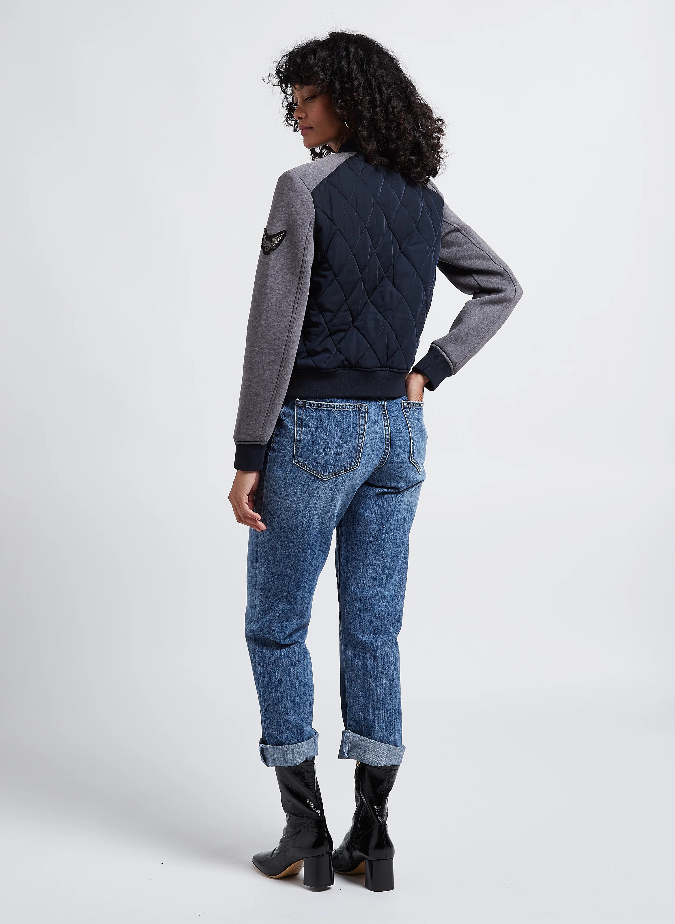 JOLINE - Jean taille haute droit en coton | Bleu