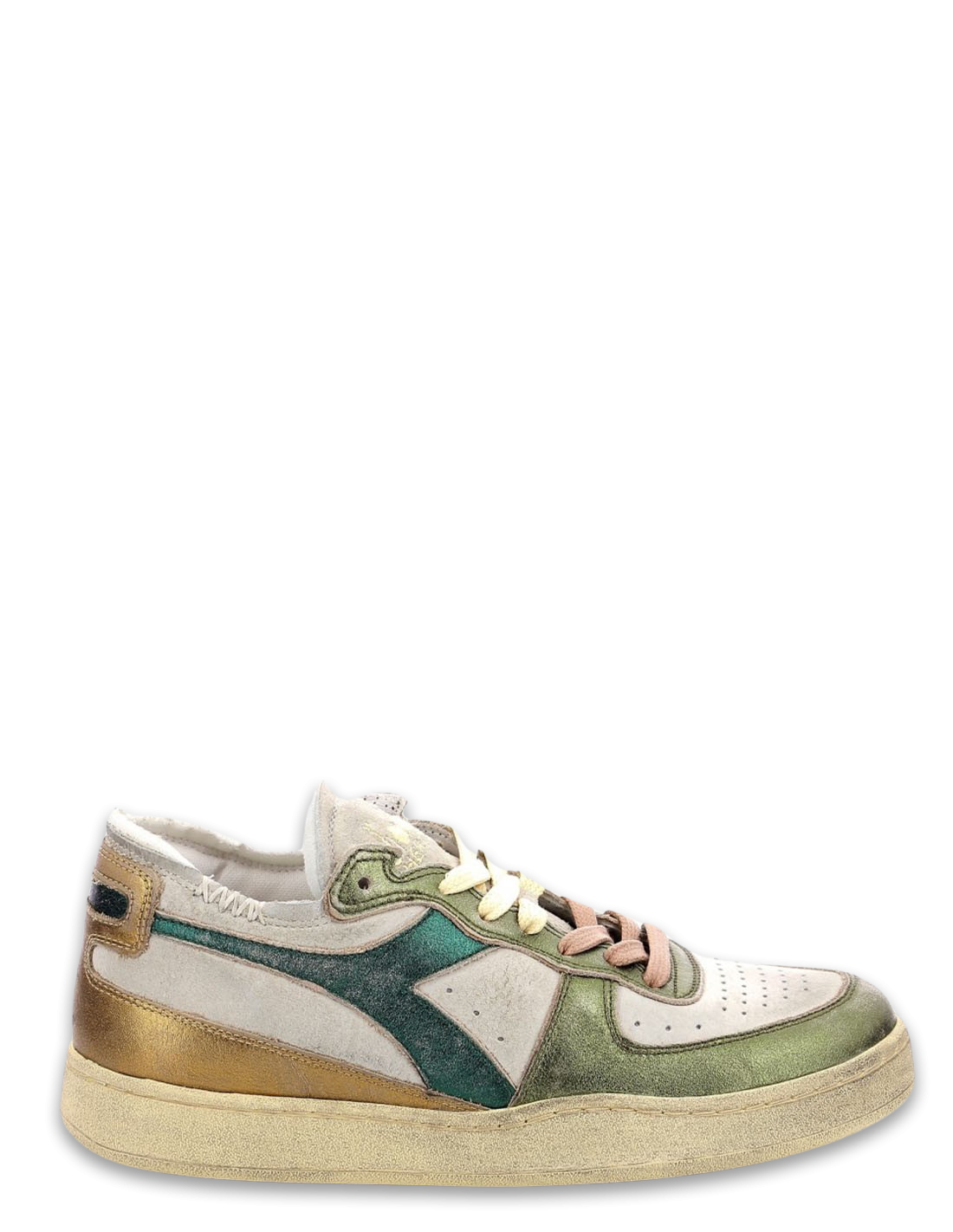 diadora heritage Sneakers Femme Mi Row Blanc/Vert/Marron