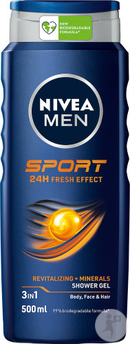 Nivea Men Sport Gel Douche Corps/Visage/Cheveux Flacon 500ml