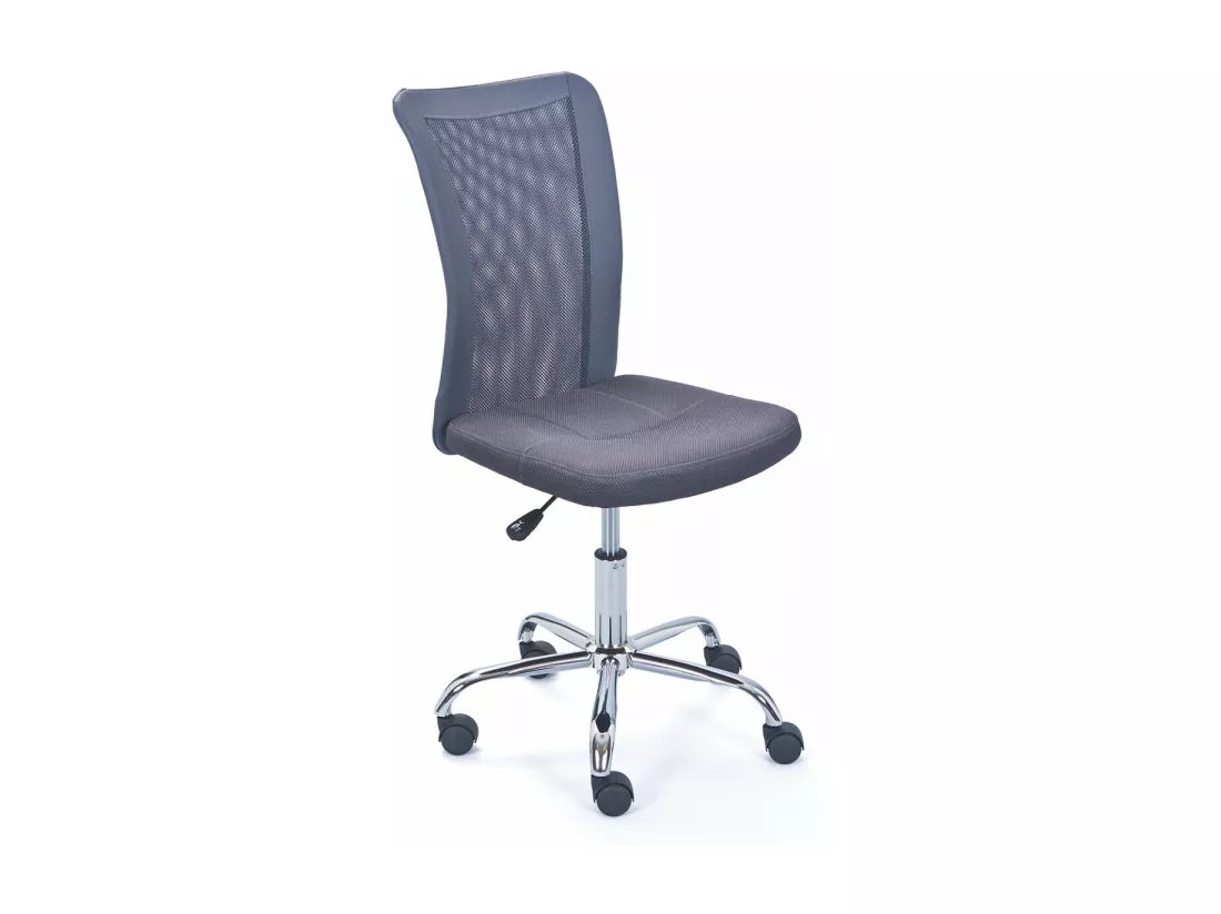 CLIDE - Chaise de Bureau Enfant Tissu Gris et Pieds Chromés