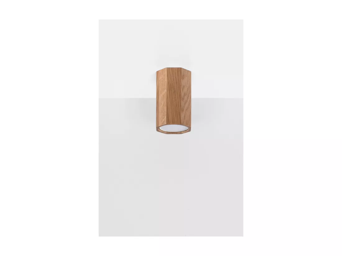 Sollux Lighting Zeke Bois de plafonnier octogonal monté en surface en chêne, 30 cm