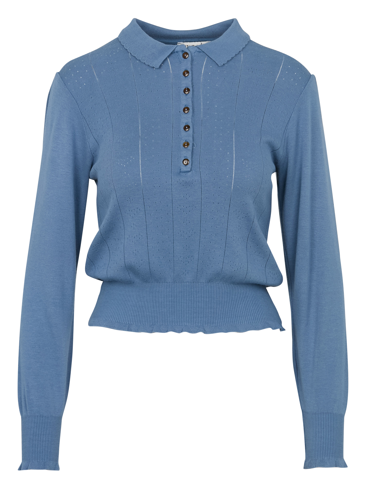 ANNETTE - Tee-shirt pointelle en coton mélangé | Bleu