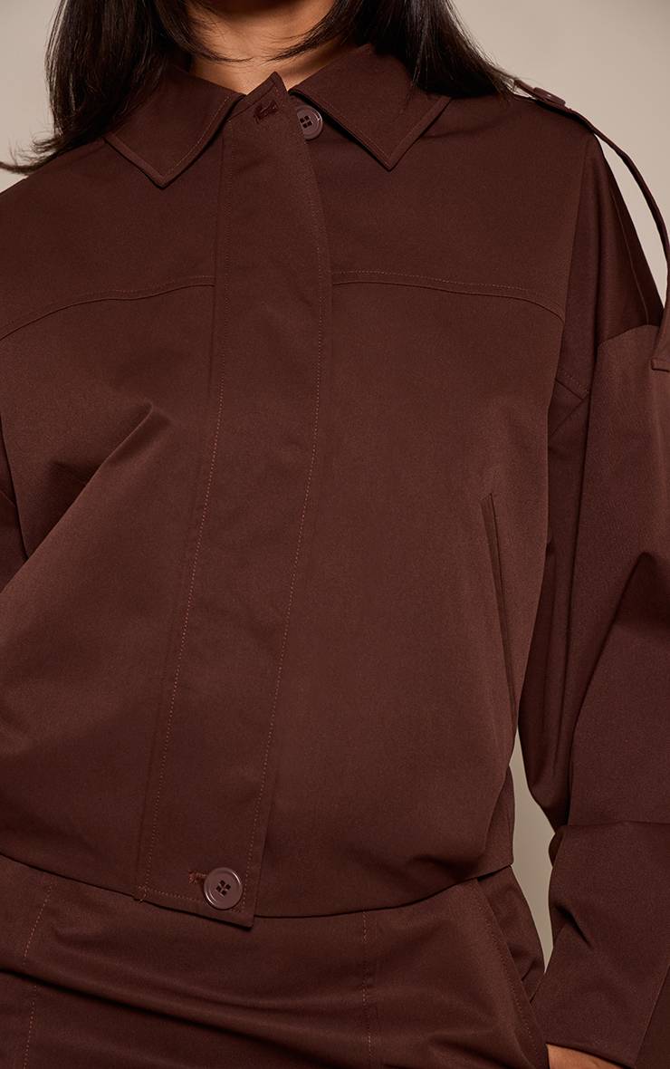 Chocolat Veste Bomber Petite Avec Détails De Coutures