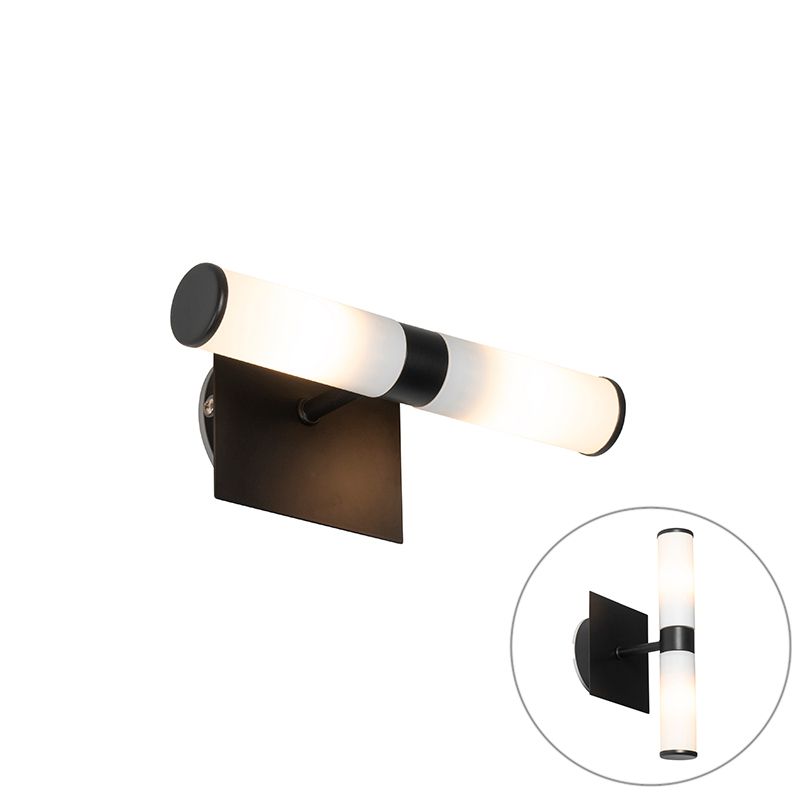 Moderne badkamer wandlamp zwart IP44 2-lichts - Bath