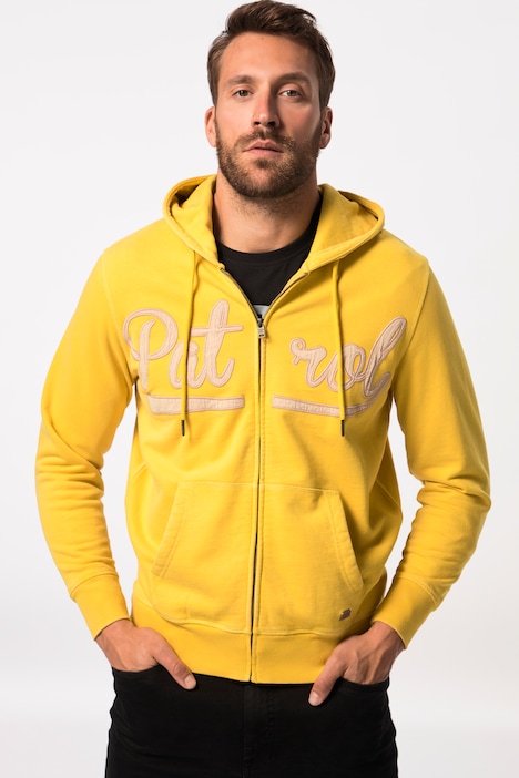 Hoodiejacke, Sweat, Vintage Look, Kapuze, Kängurutasche, Badges