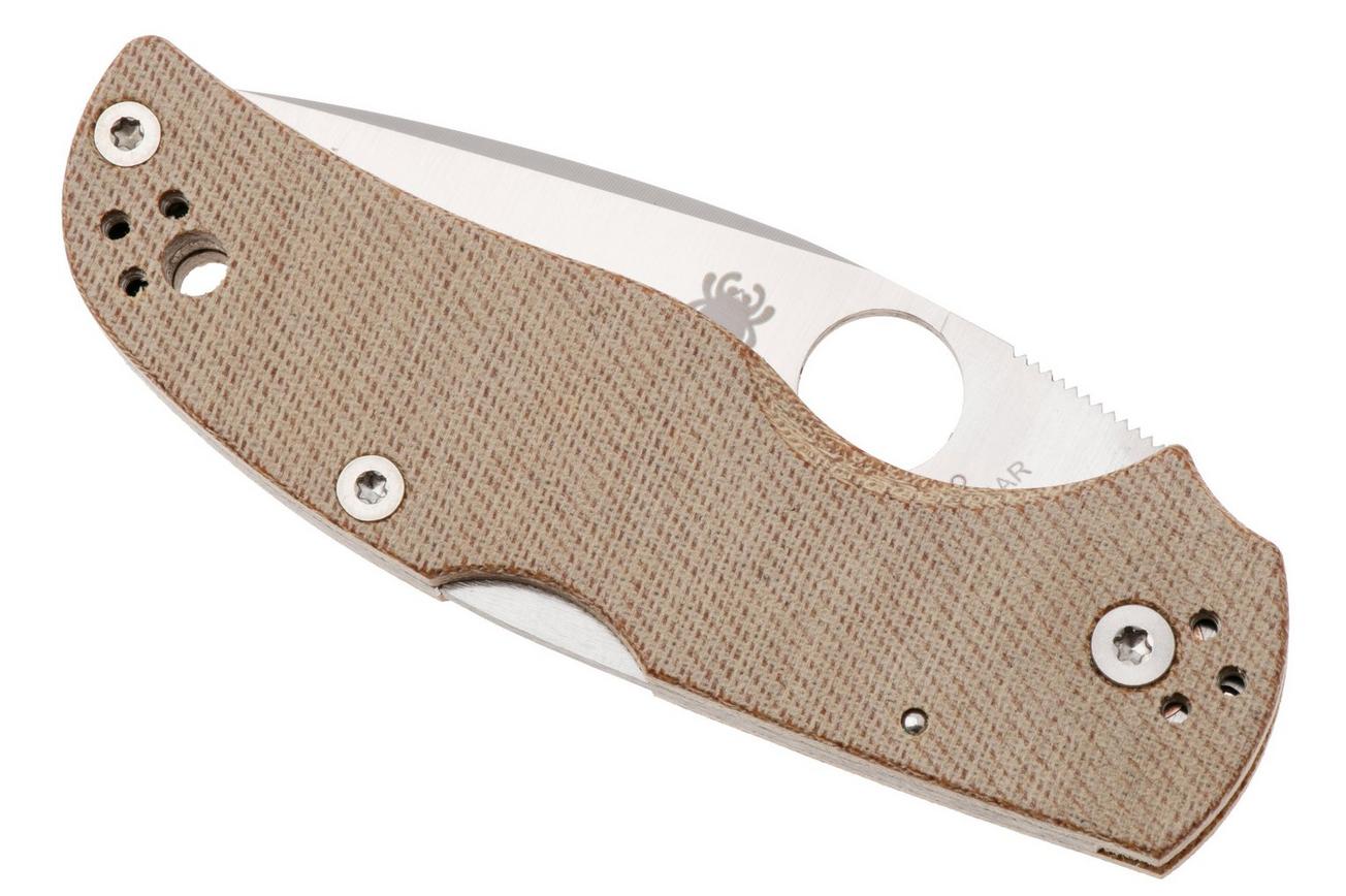 Spyderco Native 5 C41MPCW5, Satin CPM Cru-Wear, Brown Canvas Micarta zakmes