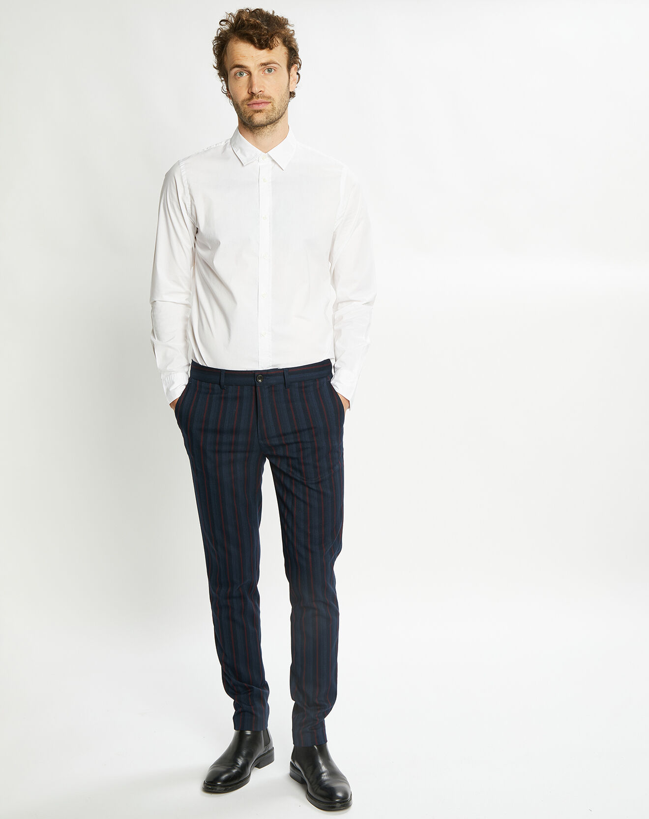 Scotch & Soda Chemise Regular Fit en Popeline & Coton Bio mélangé unie blanche