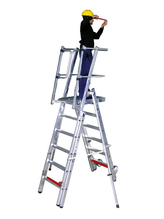 MUNK FlexxStep 6-sports platformladder met telescopische verlenging plus 3 extra sporten