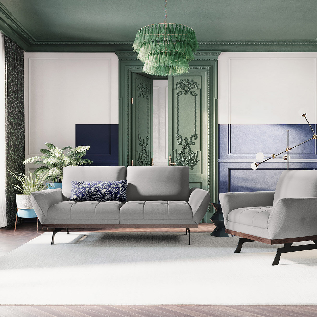 CXL by Christian Lacroix Fauteuil Olivier gris clair - 95x95x87 cm