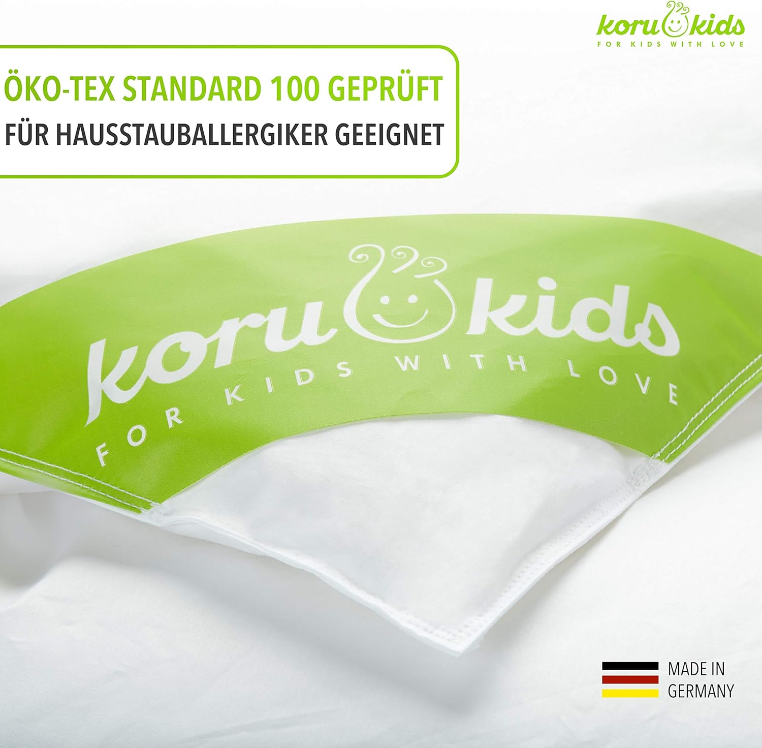 Koru Kids®️ Premium Kinder Bettdecken-Set - Daunendecke 100x135 cm mit Kissen 40x60 cm - 100% deutsche Daunen – Baby Bettdecke - waschbar bis 60° - Oeko-TEX - Kinderbettdecke - Made in Germany