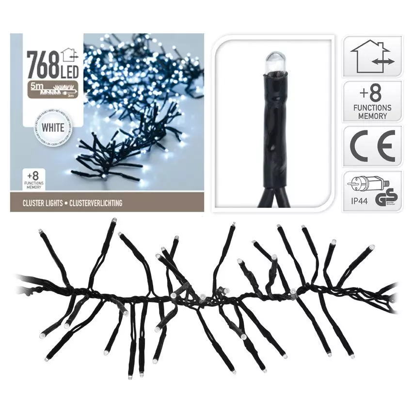 Guirlande lumineuse 5,60 m 768 LED câble noir Boa Blanc froid