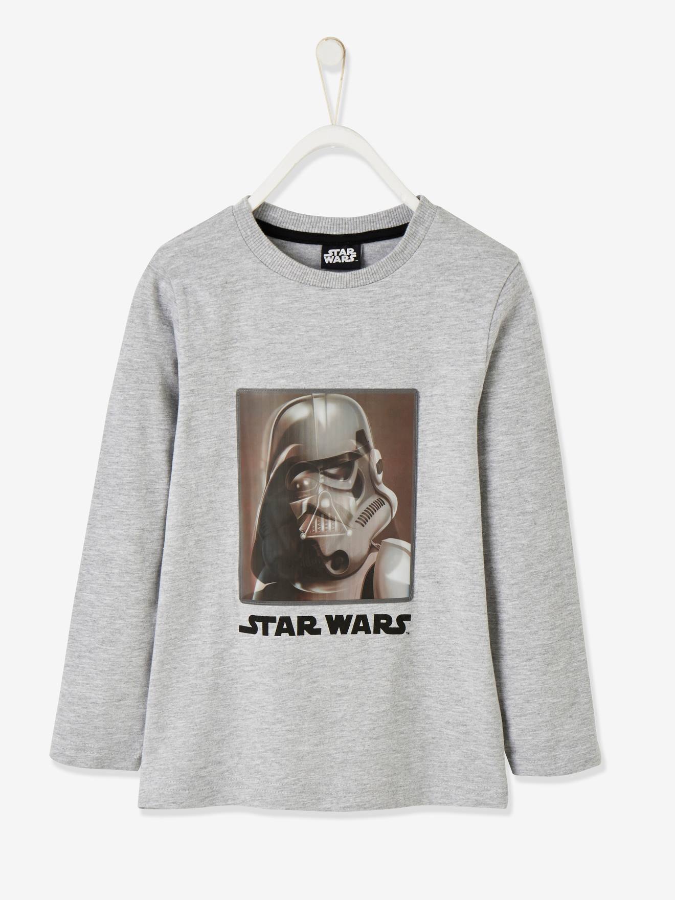 Camiseta Star Wars® com holograma mesclado cinza claro.